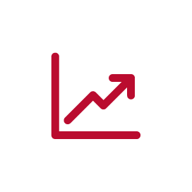 icon of arrow pointing up on a graph