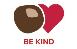 Buckeye and heart with words be kind.